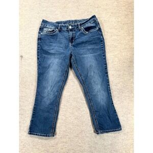 ND Weekend Capris Jeans Womens 12 Blue Denim Cotton Geometric Embroidered Pocket